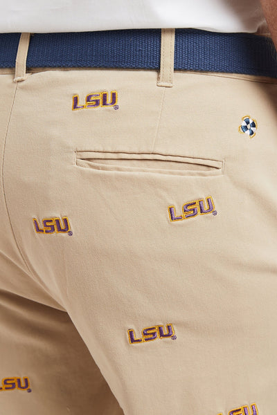 Collegiate Stretch Twill Pant Khaki with LSU MENS EMBROIDERED PANTS Castaway Nantucket Island