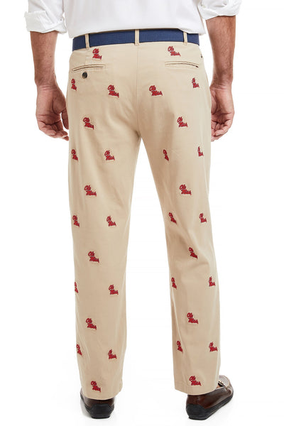 Collegiate Stretch Twill Pant Khaki with Ole Miss MENS EMBROIDERED PANTS Castaway Nantucket Island
