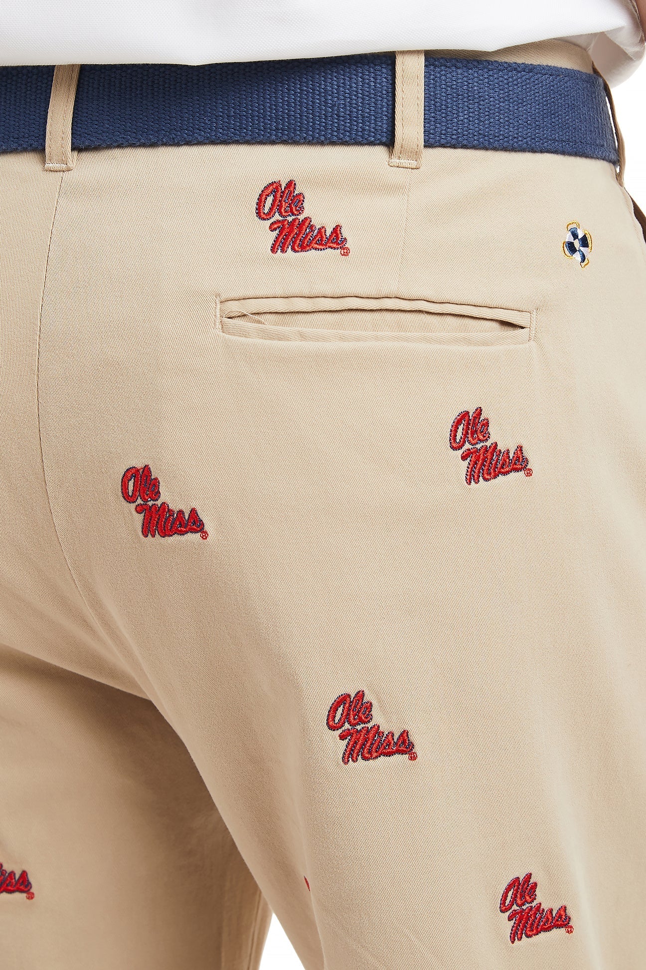 Collegiate Stretch Twill Pant Khaki with Ole Miss MENS EMBROIDERED PANTS Castaway Nantucket Island