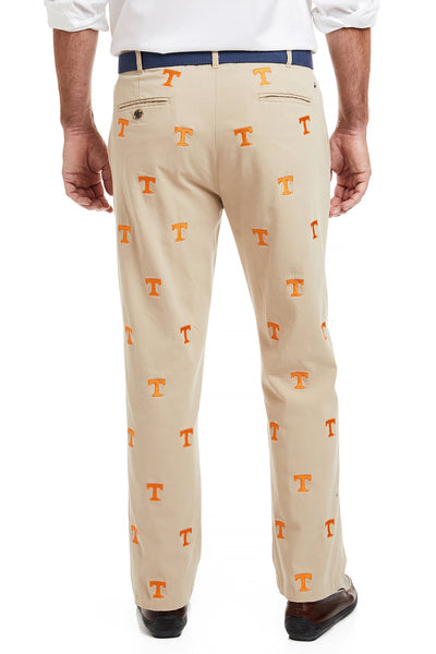 Collegiate Stretch Twill Pant Khaki with Tennessee MENS EMBROIDERED PANTS Castaway Nantucket Island