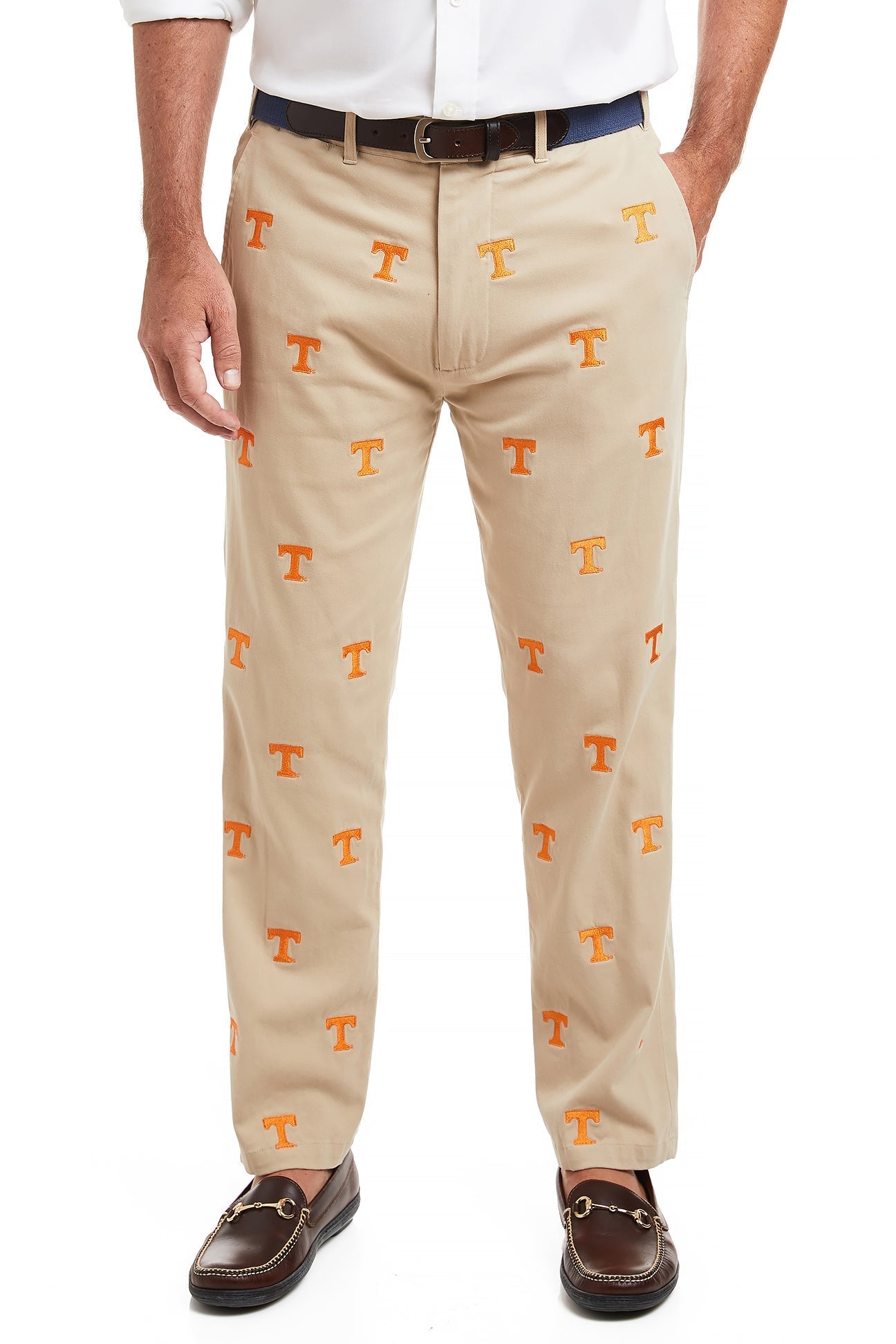 Collegiate Stretch Twill Pant Khaki with Tennessee MENS EMBROIDERED PANTS Castaway Nantucket Island