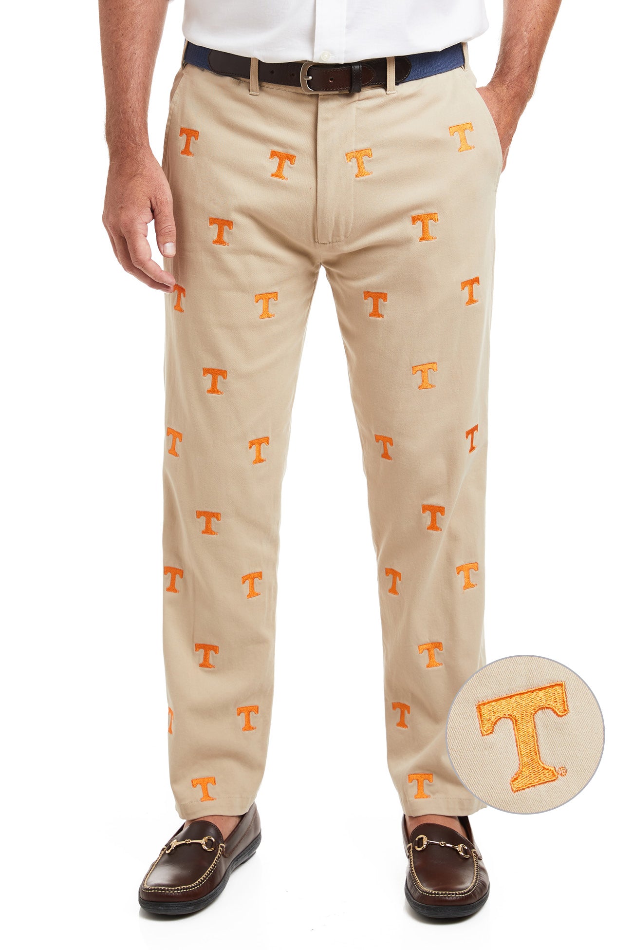 Collegiate Stretch Twill Pant Khaki with Tennessee MENS EMBROIDERED PANTS Castaway Nantucket Island