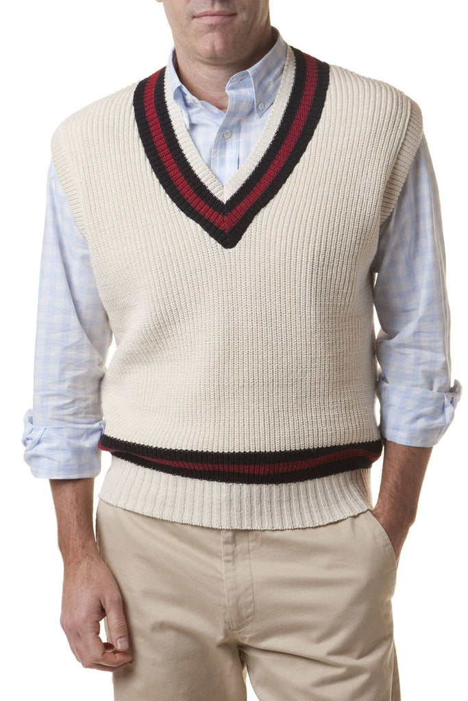 Mens Cricket Vest Cream With Trim – Castaway Nantucket Island
