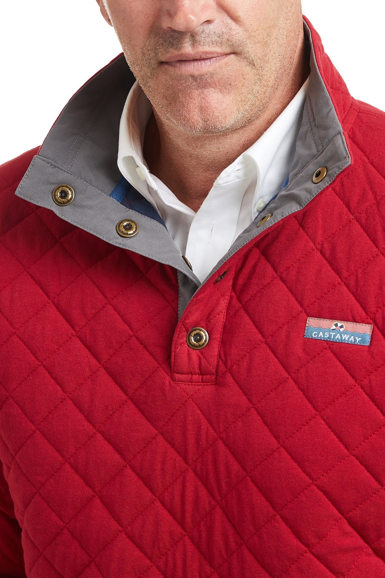 Castaway Mens Quilted Sweatshirt Regatta Red Castaway Nantucket