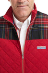 Cross Rip Quilted Vest Regatta Red with Black Stewart Tartan Trim MENS OUTERWEAR Castaway Nantucket Island
