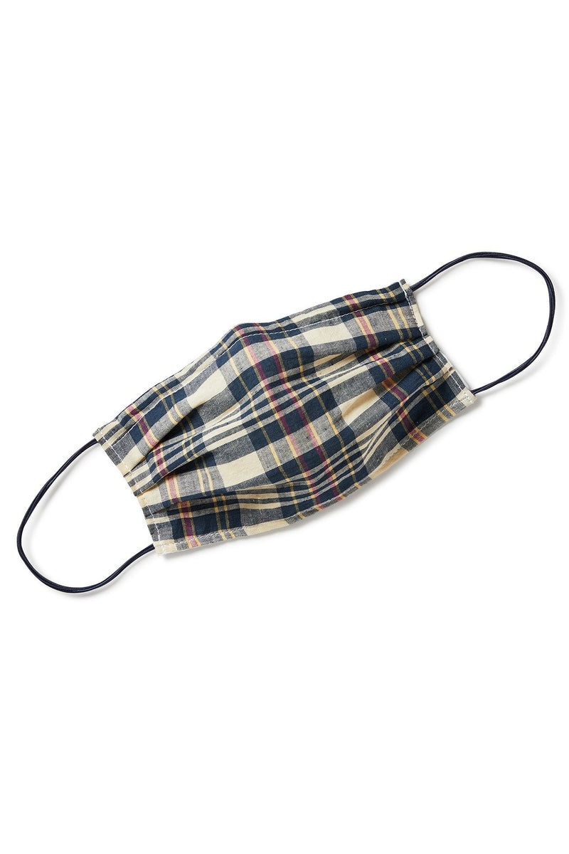 Face Mask Ivory Navy Plaid - Castaway Nantucket Island