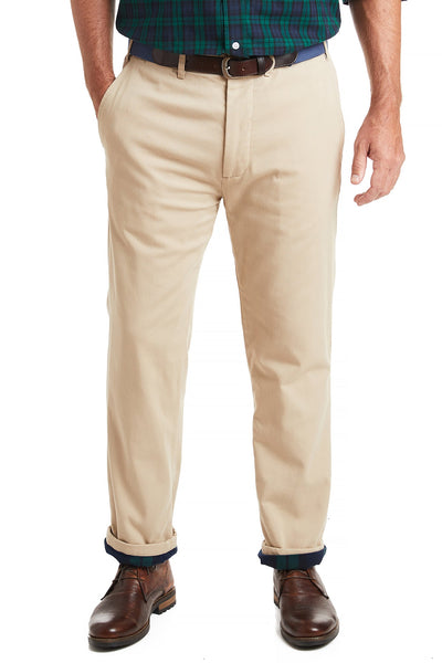 Flannel Lined Khaki Harbor Pant with Blackwatch Tartan MENS PANTS Castaway Nantucket Island