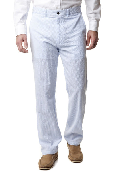 Harbor Pant Blue Seersucker - MENS OUTLET PANTS - Castaway Nantucket Island