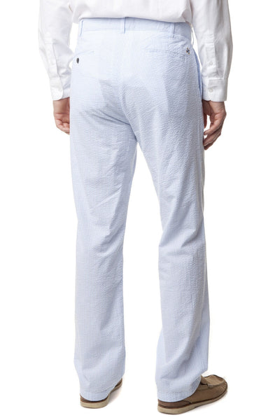 Harbor Pant Blue Seersucker - MENS OUTLET PANTS - Castaway Nantucket Island