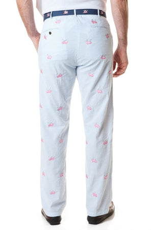 Harbor Pant Blue Seersucker with Flying Pig - ARCHIVED - Castaway Nantucket Island