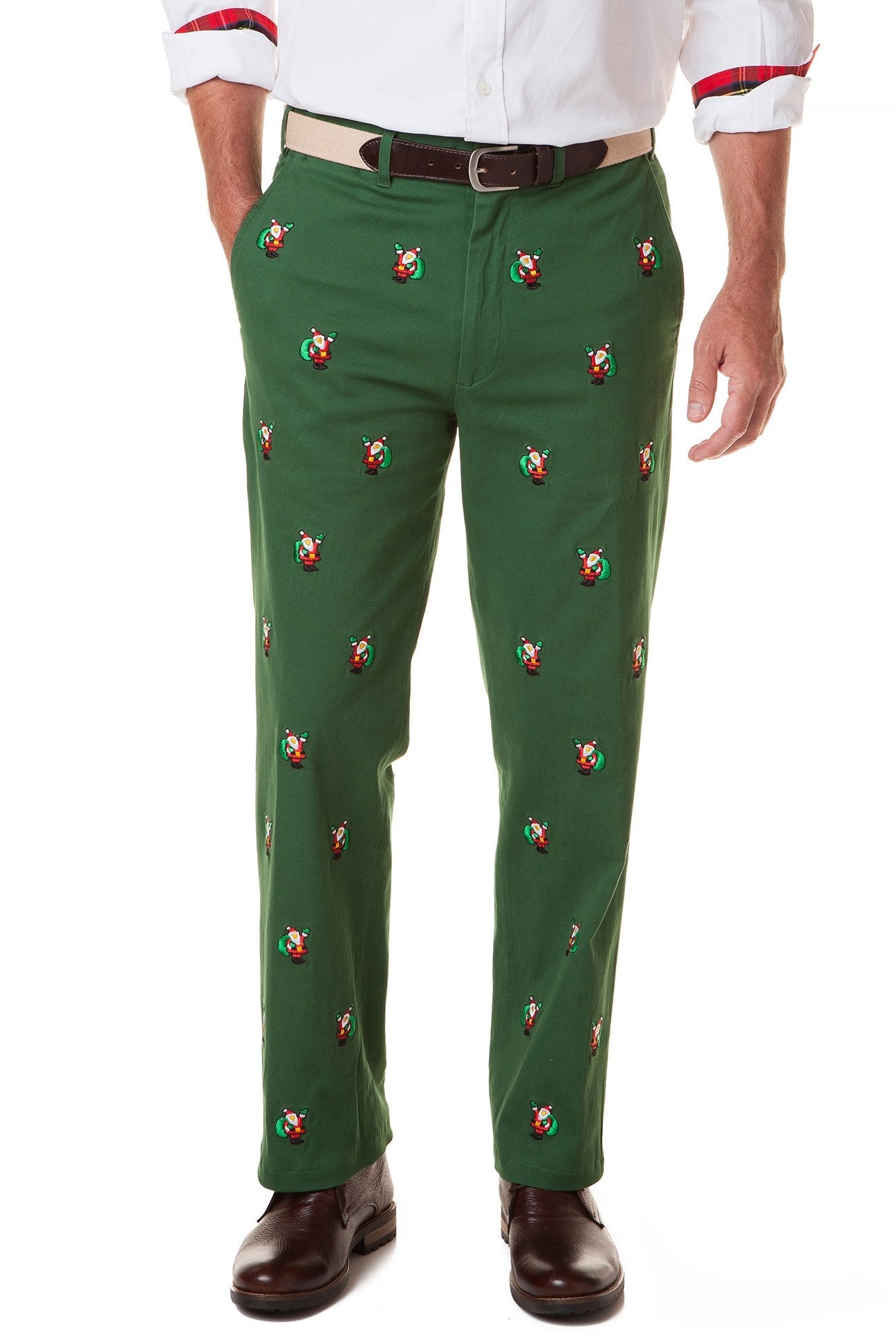 Harbor Pant Stretch Twill Hunter with Santa - MENS EMBROIDERED PANTS - Castaway Nantucket Island