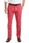 Harbor Pant Stretch Twill Hurricane Red with Scotch and Cigar MENS EMBROIDERED PANTS Castaway Nantucket Island