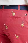 Harbor Pant Stretch Twill Hurricane Red with Scotch and Cigar MENS EMBROIDERED PANTS Castaway Nantucket Island