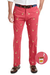 Harbor Pant Stretch Twill Hurricane Red with Scotch and Cigar MENS EMBROIDERED PANTS Castaway Nantucket Island