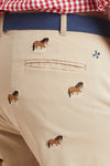 Harbor Pant Stretch Twill Khaki with Clydesdale MENS EMBROIDERED PANTS Castaway Nantucket Island