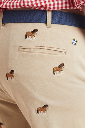 Harbor Pant Stretch Twill Khaki with Clydesdale MENS EMBROIDERED PANTS Castaway Nantucket Island