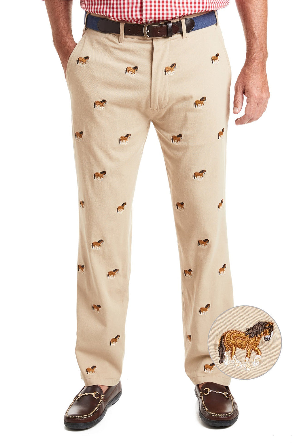 Harbor Pant Stretch Twill Khaki with Clydesdale MENS EMBROIDERED PANTS Castaway Nantucket Island