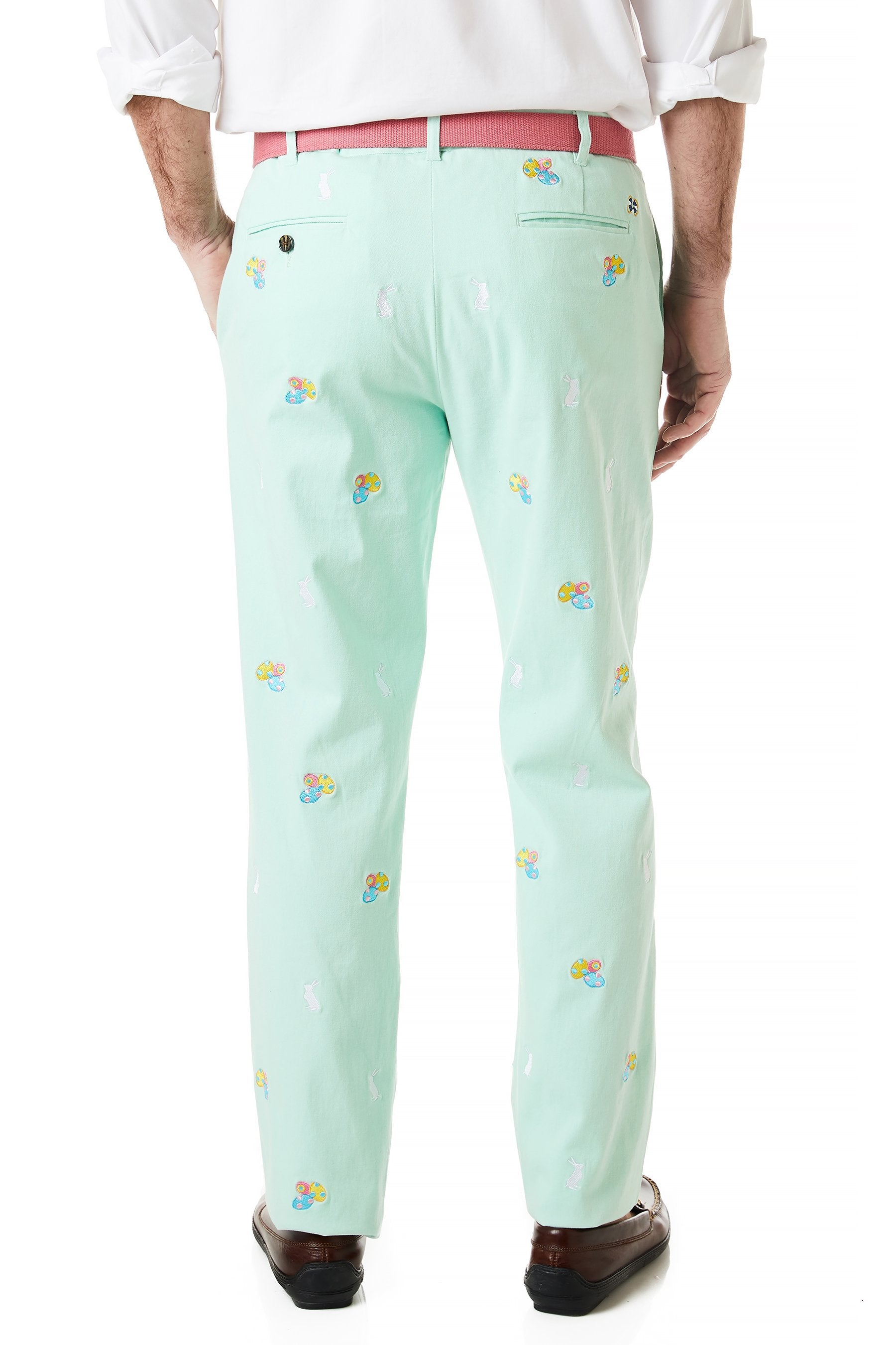 Harbor Pant Stretch Twill Mint with Easter Eggs and Bunny