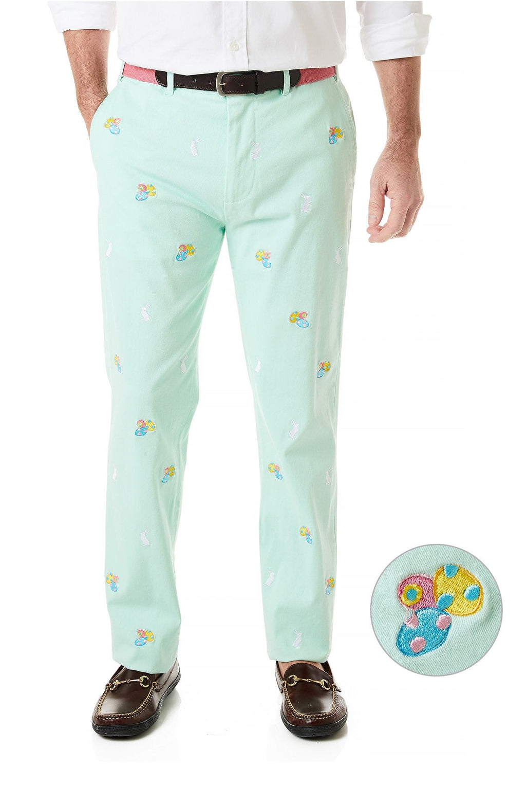 Harbor Pant Stretch Twill Mint with Easter Eggs and Bunny - Castaway Nantucket Island
