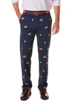 Harbor Pant Stretch Twill Nantucket Navy with Cooked Turkey & Football - MENS EMBROIDERED PANTS - Castaway Nantucket Island