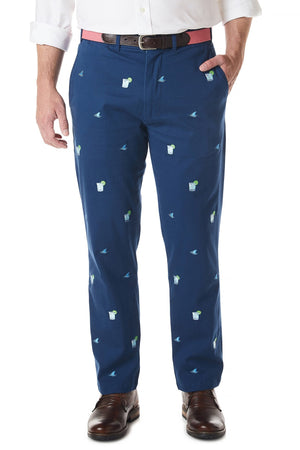Harbor Pant Stretch Twill Nantucket Navy with Fin & Tonic - Castaway Nantucket Island