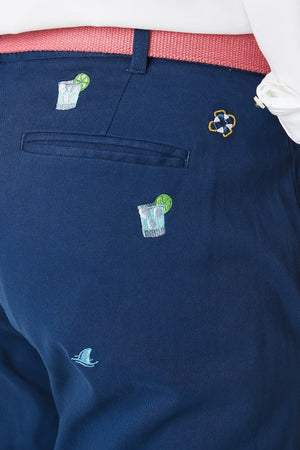 Harbor Pant Stretch Twill Nantucket Navy with Fin & Tonic - Castaway Nantucket Island