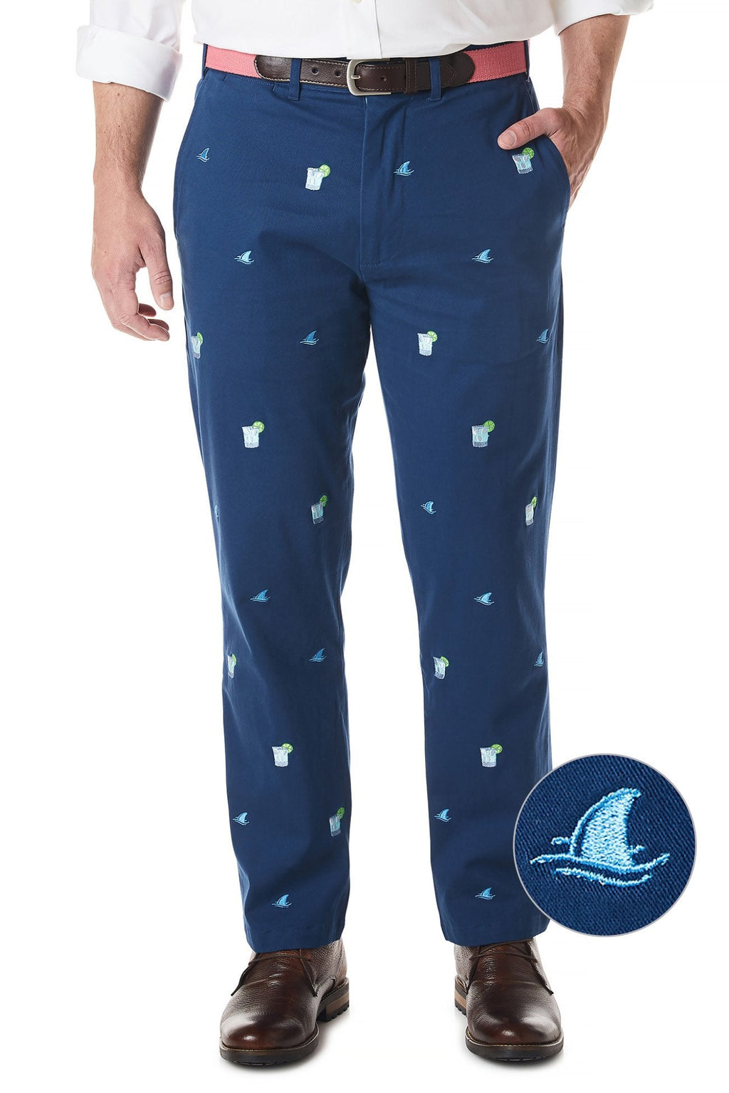 Harbor Pant Stretch Twill Nantucket Navy with Fin & Tonic - Castaway Nantucket Island