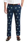 Harbor Pant Stretch Twill Nantucket Navy with Pastel Racing Horses MENS EMBROIDERED PANTS Castaway Nantucket Island