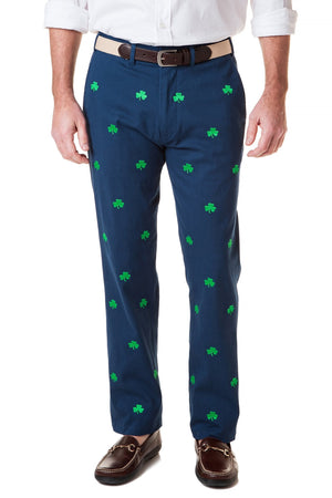 Harbor Pant Stretch Twill Nantucket Navy With Shamrock - Castaway Nantucket Island
