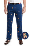 Harbor Pant Stretch Twill Nantucket Navy with Whale Pants MENS EMBROIDERED PANTS Castaway Nantucket Island