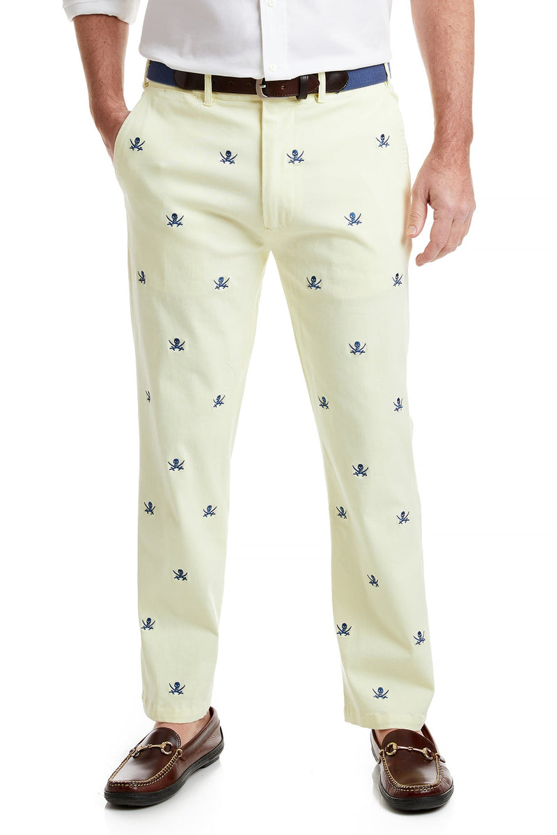 Harbor Pant Stretch Twill Neon Yellow with Calico Jack MENS EMBROIDERED PANTS Castaway Nantucket Island