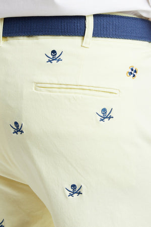Harbor Pant Stretch Twill Neon Yellow with Calico Jack MENS EMBROIDERED PANTS Castaway Nantucket Island