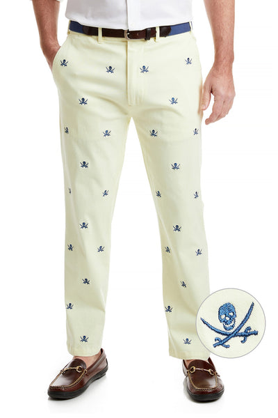 Harbor Pant Stretch Twill Neon Yellow with Calico Jack MENS EMBROIDERED PANTS Castaway Nantucket Island
