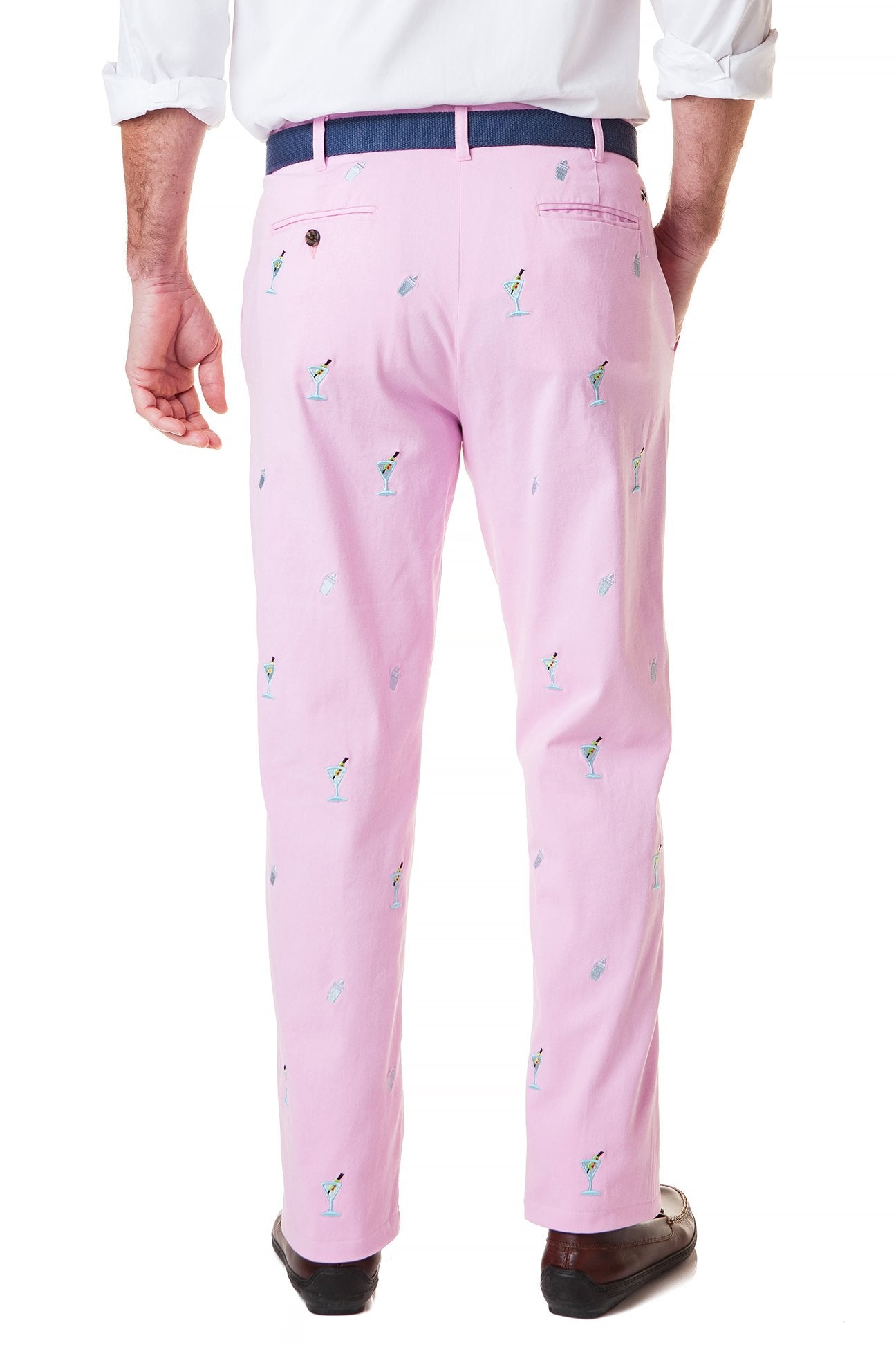 Harbor Pant Stretch Twill Pink with Martini & Shaker - Castaway Nantucket Island