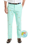 Harbor Pant Stretch Twill Seagrass with Easter Eggs & Bunny MENS EMBROIDERED PANTS Castaway Nantucket Island