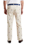 Harbor Pant Stretch Twill Stone with Golfer and Bag MENS EMBROIDERED PANTS Castaway Nantucket Island