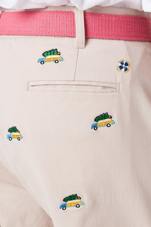 Harbor Pant Stretch Twill Stone with Woody & Christmas Tree - Castaway Nantucket Island