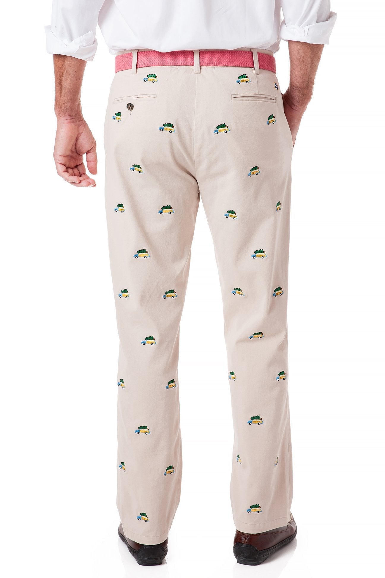 Harbor Pant Stretch Twill Stone with Woody & Christmas Tree - Castaway Nantucket Island
