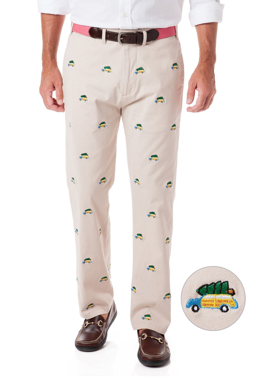 Harbor Pant Stretch Twill Stone with Woody & Christmas Tree - Castaway Nantucket Island