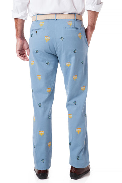 Harbor Pant Stretch Twill Storm Blue with Menorah & Dreidel - Castaway Nantucket Island