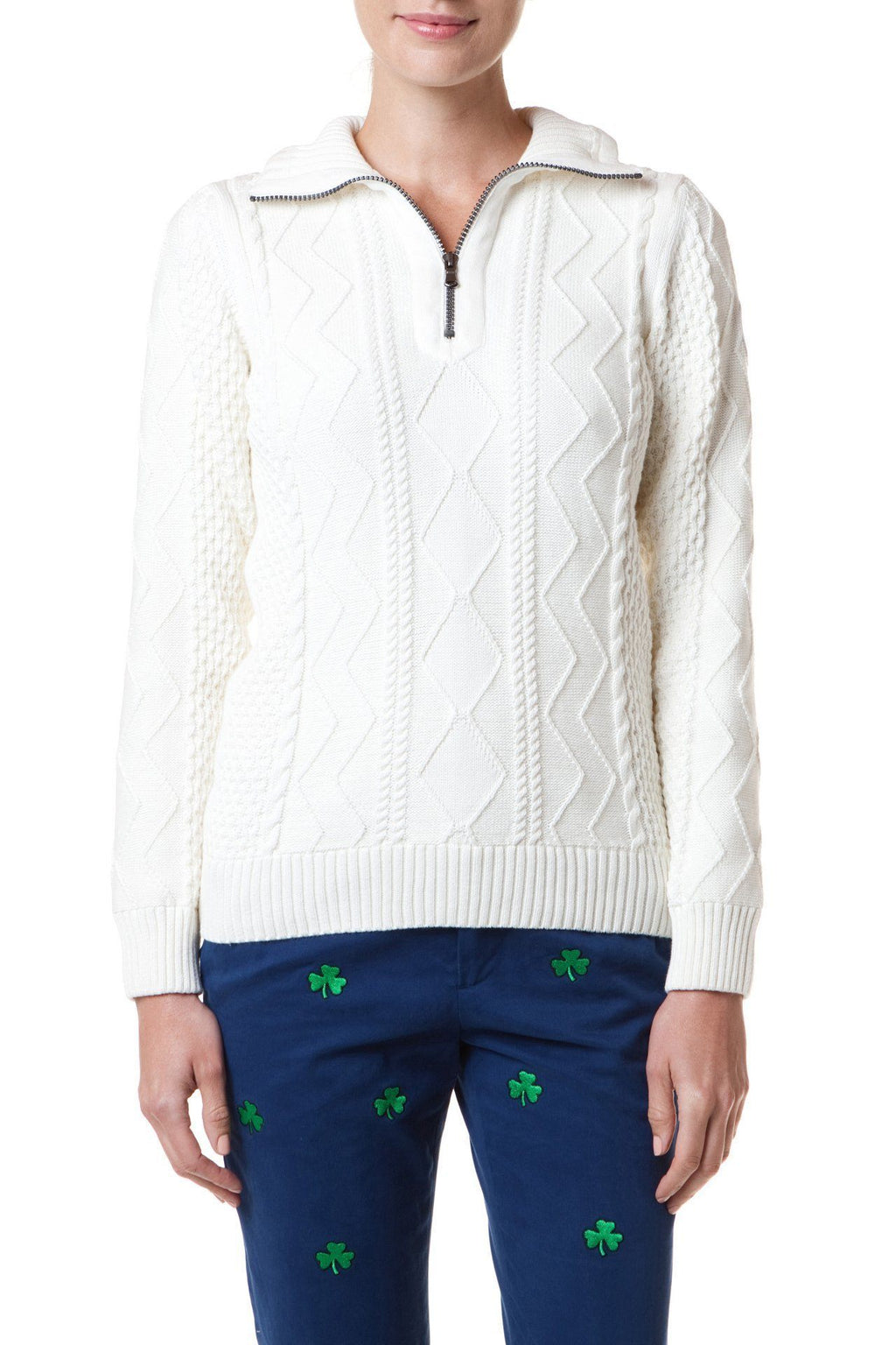 Holebrook Sweater Amy Off White WP 1/4 Zip - ARCHIVED - Castaway Nantucket Island