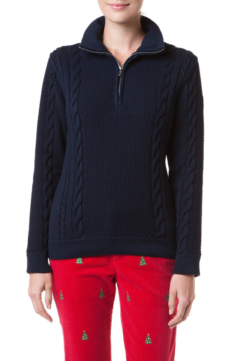 Holebrook Sweater Annika Navy WP 1/4 Zip - ARCHIVED - Castaway Nantucket Island