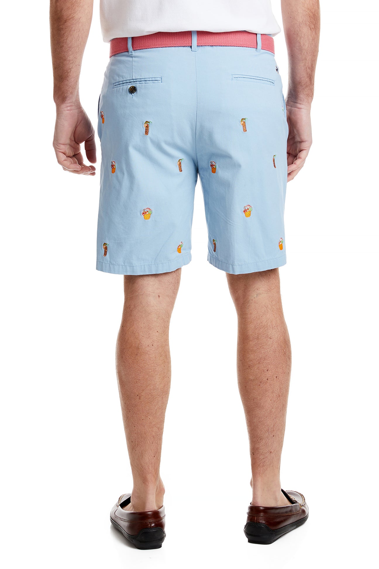 Island Short Canvas Blue Grotto with Tiki and Coconut Drinks MENS EMBROIDERED SHORTS Castaway Nantucket Island