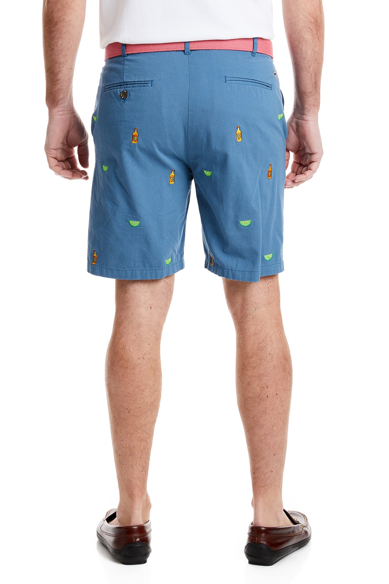 Island Short Canvas Dark Denim with Tequila Salt & Lime MENS EMBROIDERED SHORTS Castaway Nantucket Island