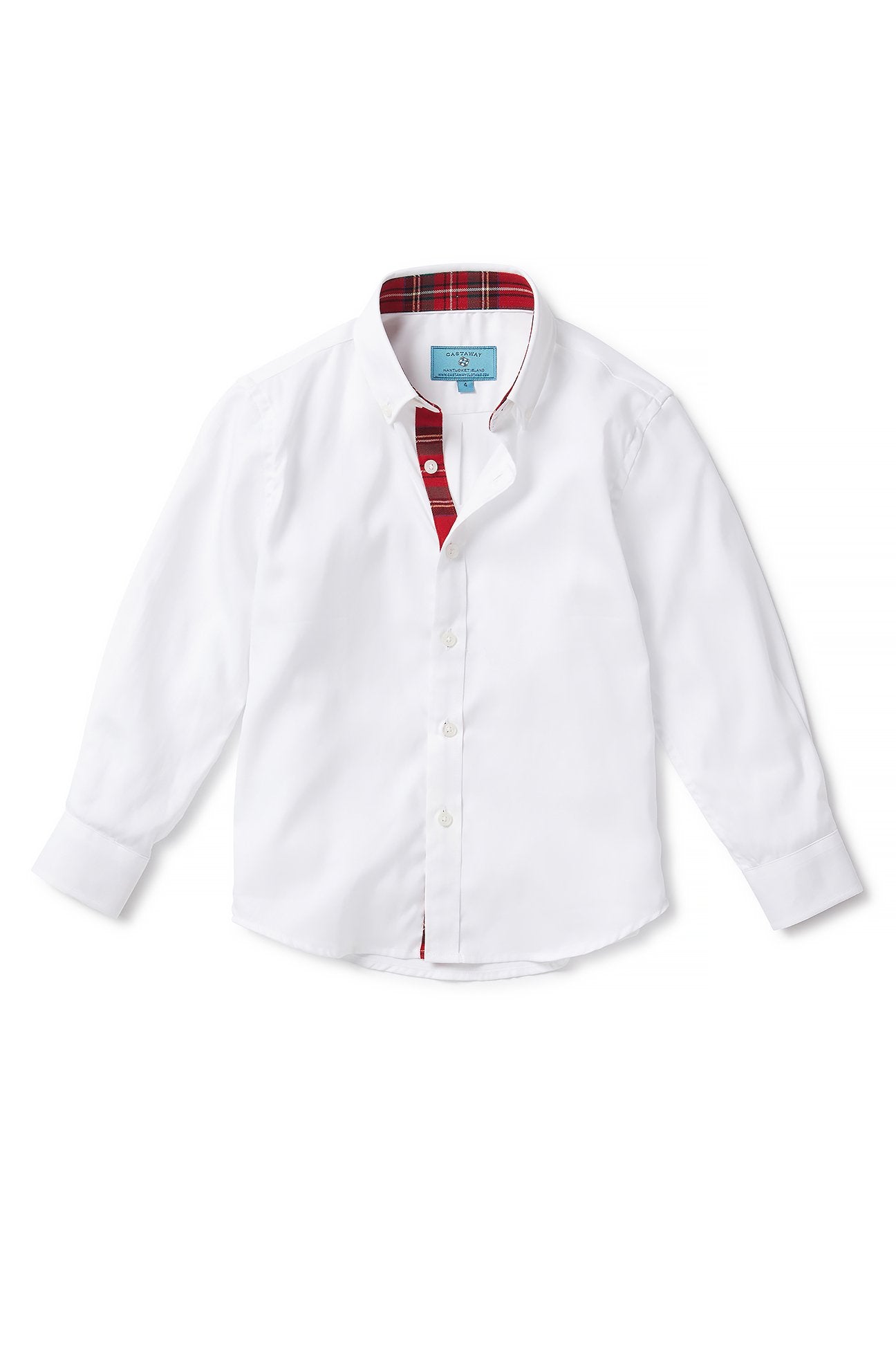 James Shirt White Oxford with Royal Stewart Trim - Castaway Nantucket Island