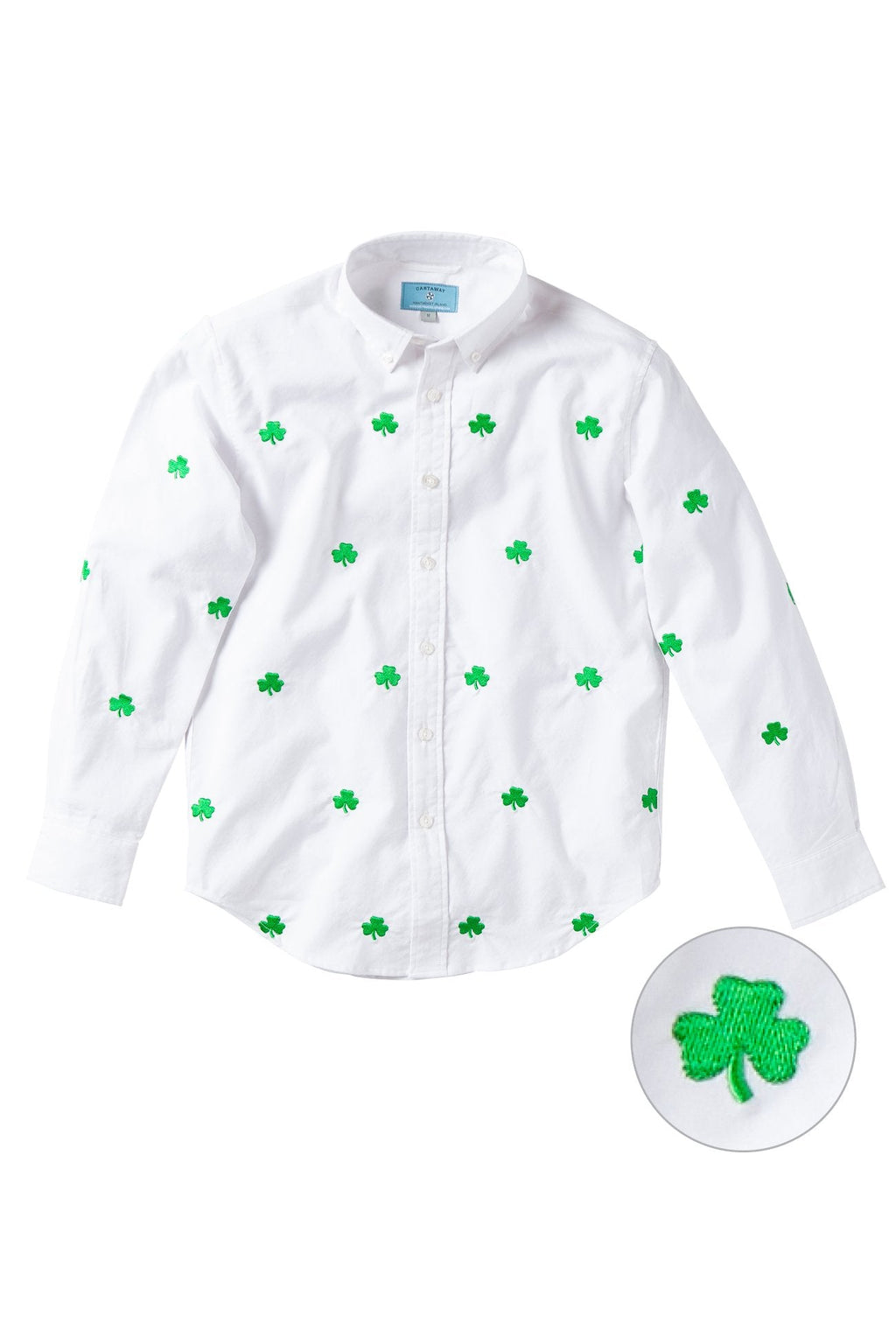 James Shirt White Oxford with Shamrock - Castaway Nantucket Island