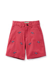 Jetties Short Stretch Twill Hurricane Red with Shark - Castaway Nantucket Island