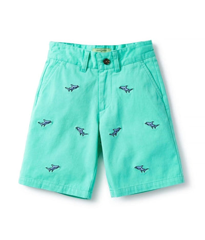 Jetties Short Stretch Twill Palm with Shark - Castaway Nantucket Island