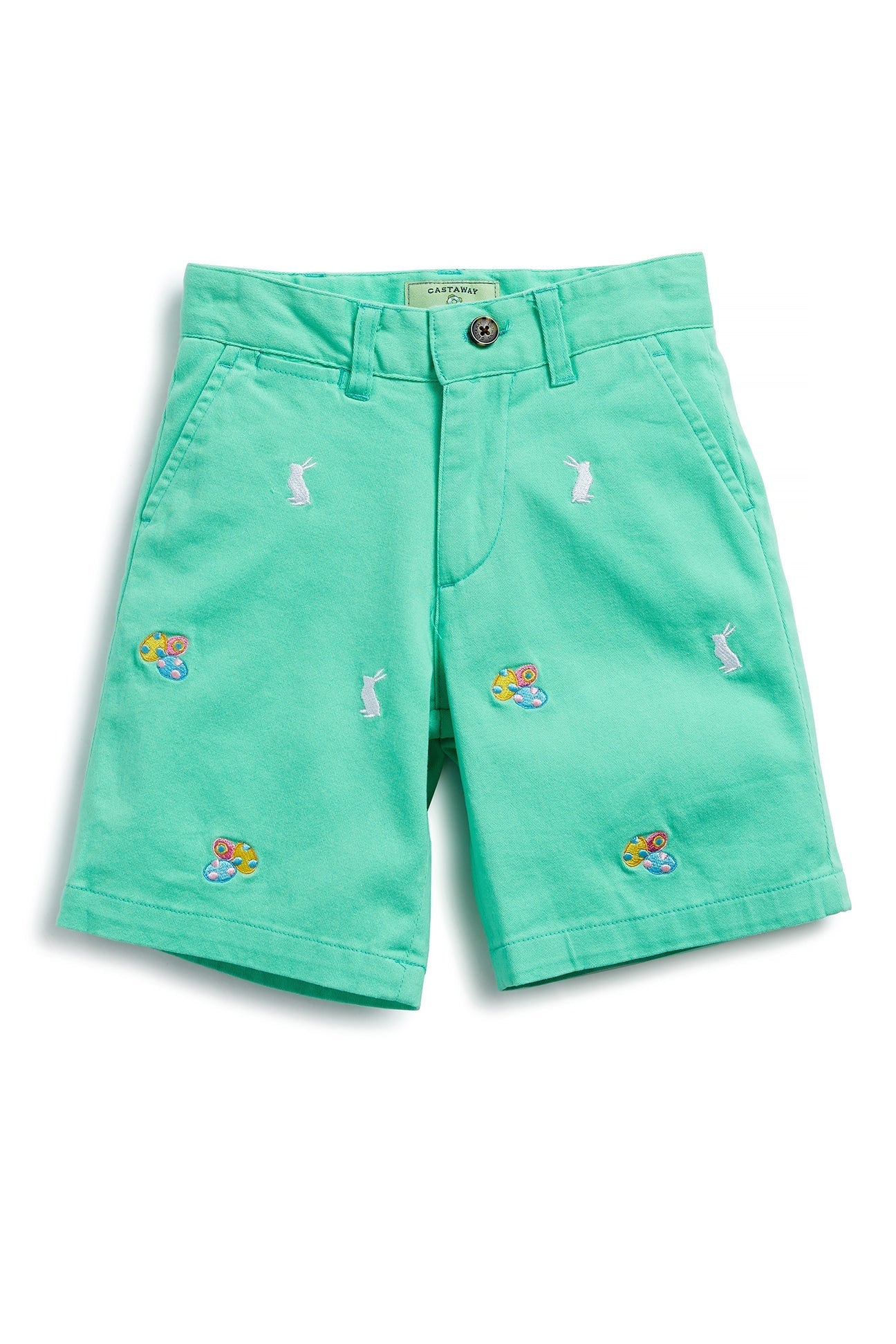 Jetties Short Stretch Twill Spring Green with Easter Eggs & Bunny BOYS SHORTS Castaway Nantucket Island