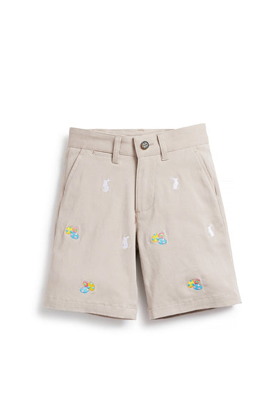 Jetties Short Stretch Twill Stone with Easter Eggs & Bunny BOYS SHORTS Castaway Nantucket Island